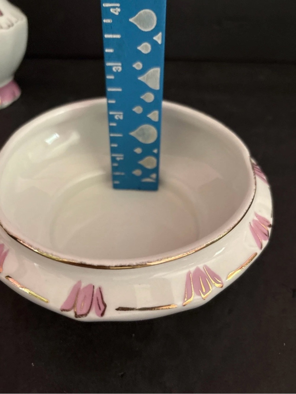 Victorian Vanity Set Pink &White Porcelain Champion Powder Dish & Pitcher - Picture 5 of 15